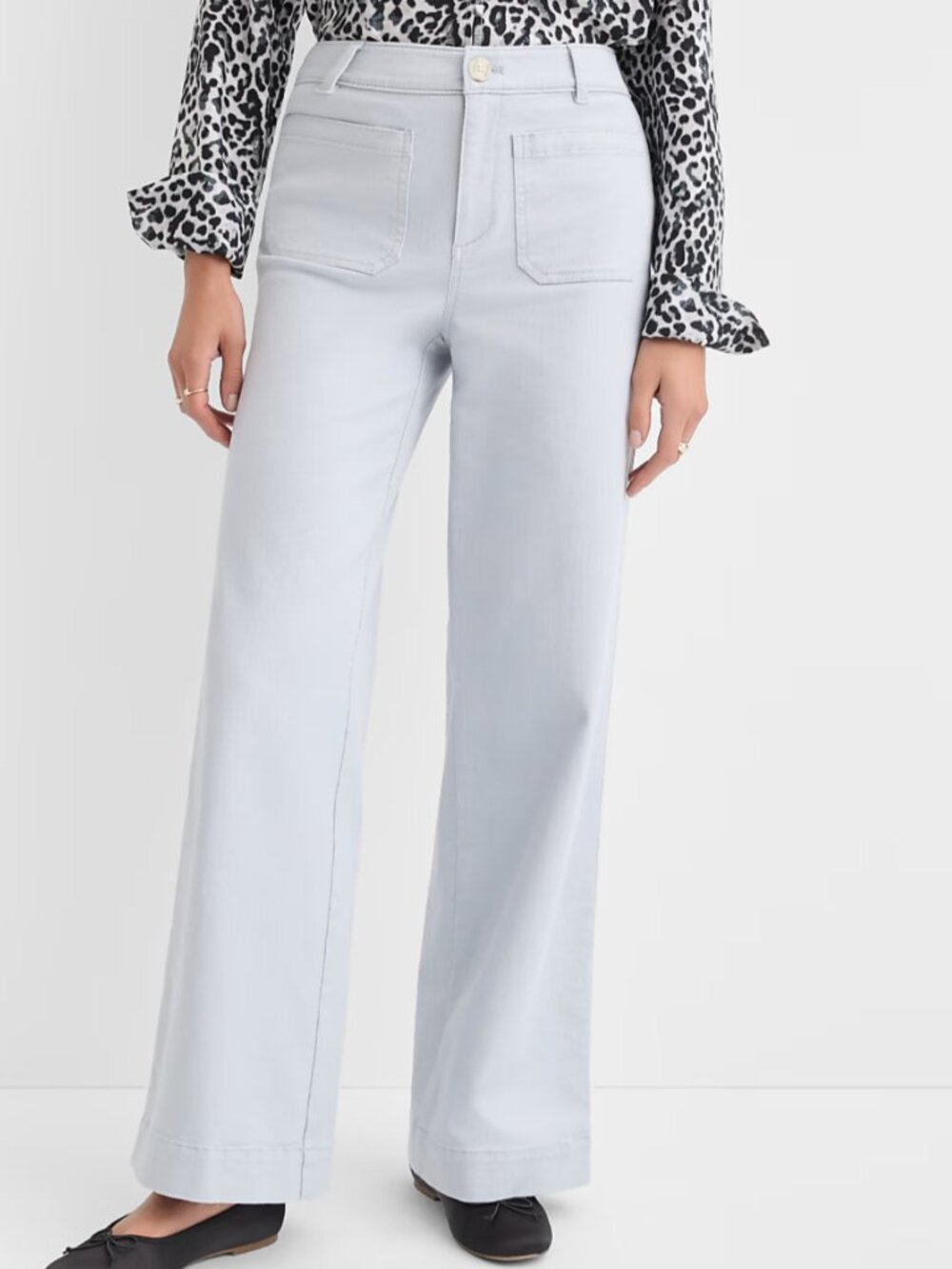 Loft Wide Leg Palmer Pant in stretch soft cotton light blue size P4
